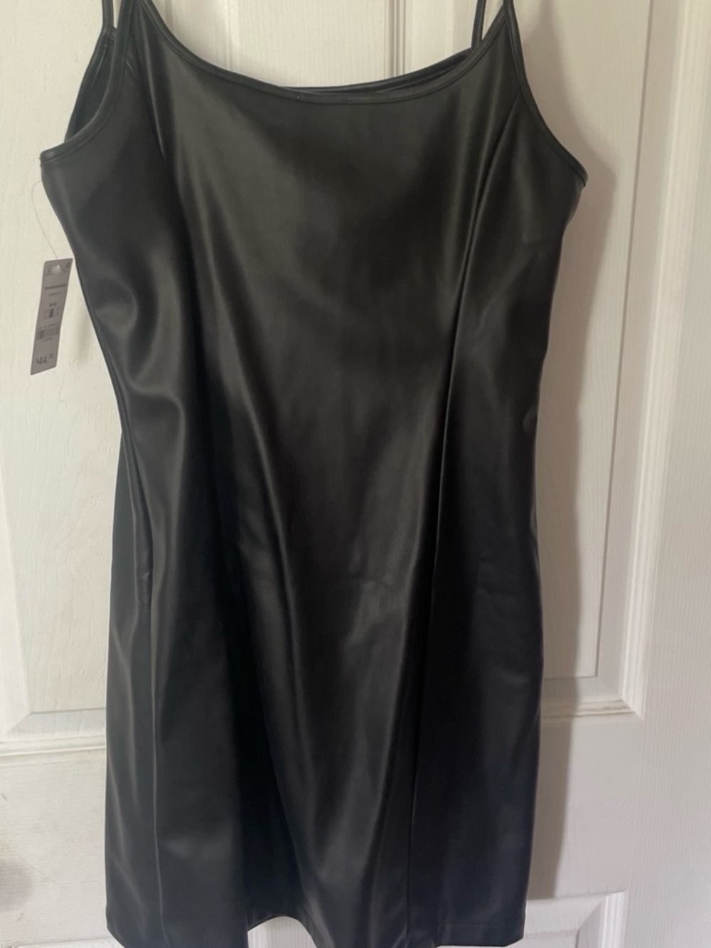 Ardene Black Faux Leather Mini Slip Dress - Picture 3 of 3